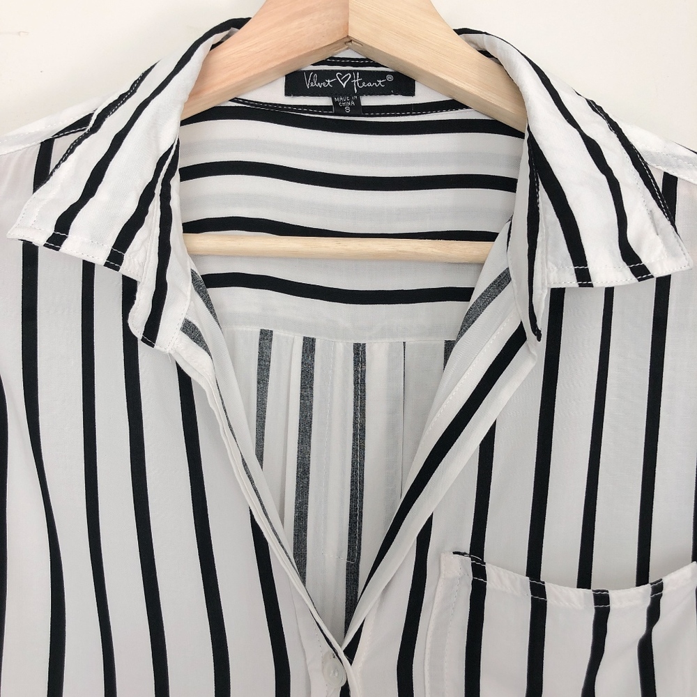 Velvet Heart Elisa Striped Button Down Blouse Sz S - Picture 2 of 7